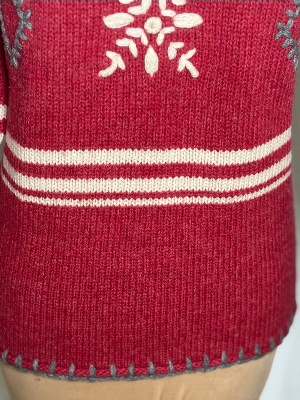 EMS 100% Wool Snowflake Turtleneck Sweater Burgundy Women's Large - Picture 5 of 9